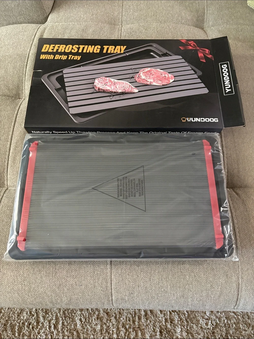 Black & Red Defrosting Tray with Drip Tray
